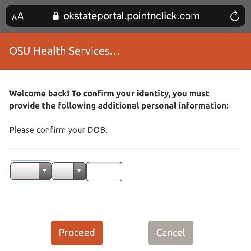 uhs patient portal enter birthdate screenshot