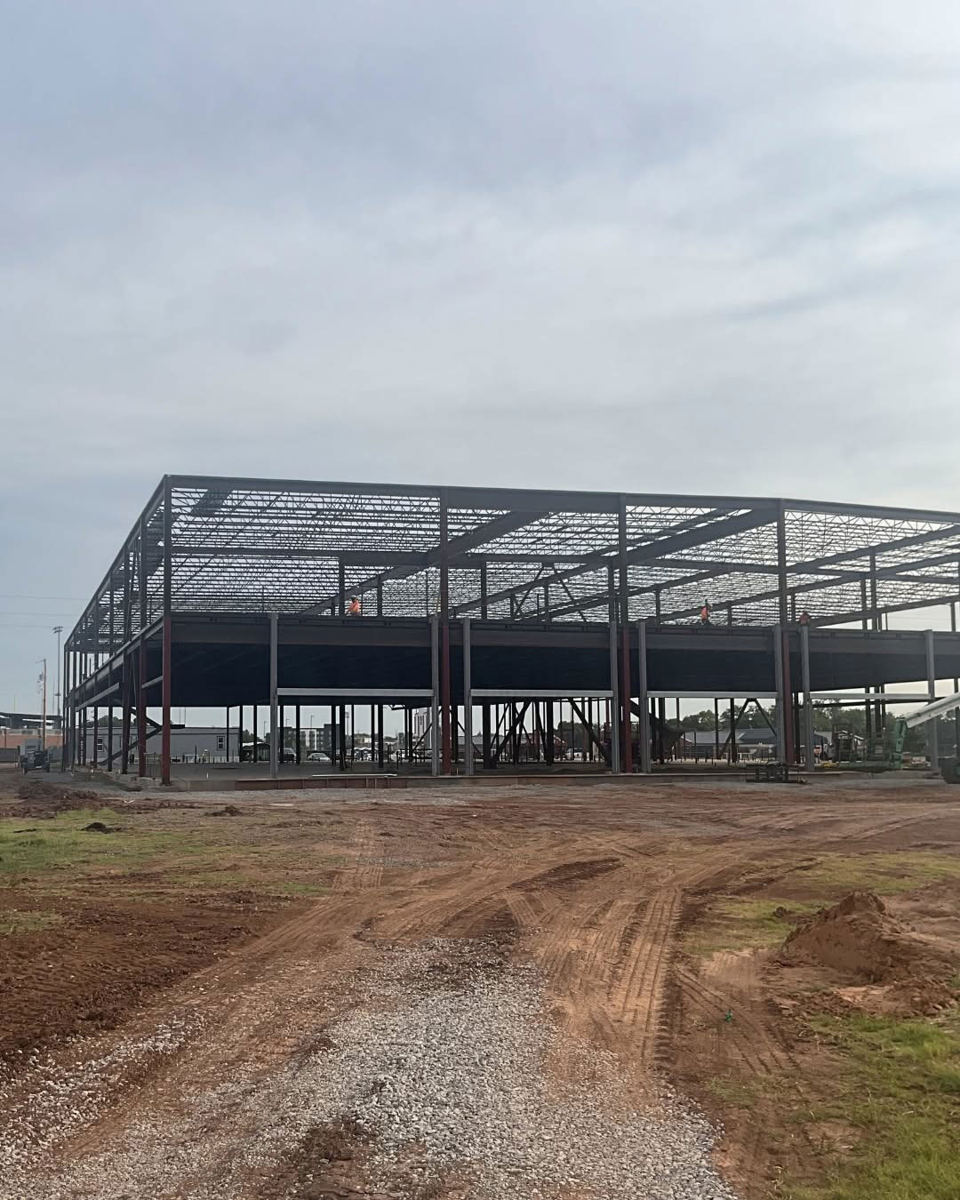exterior of a steel frame building being constructed