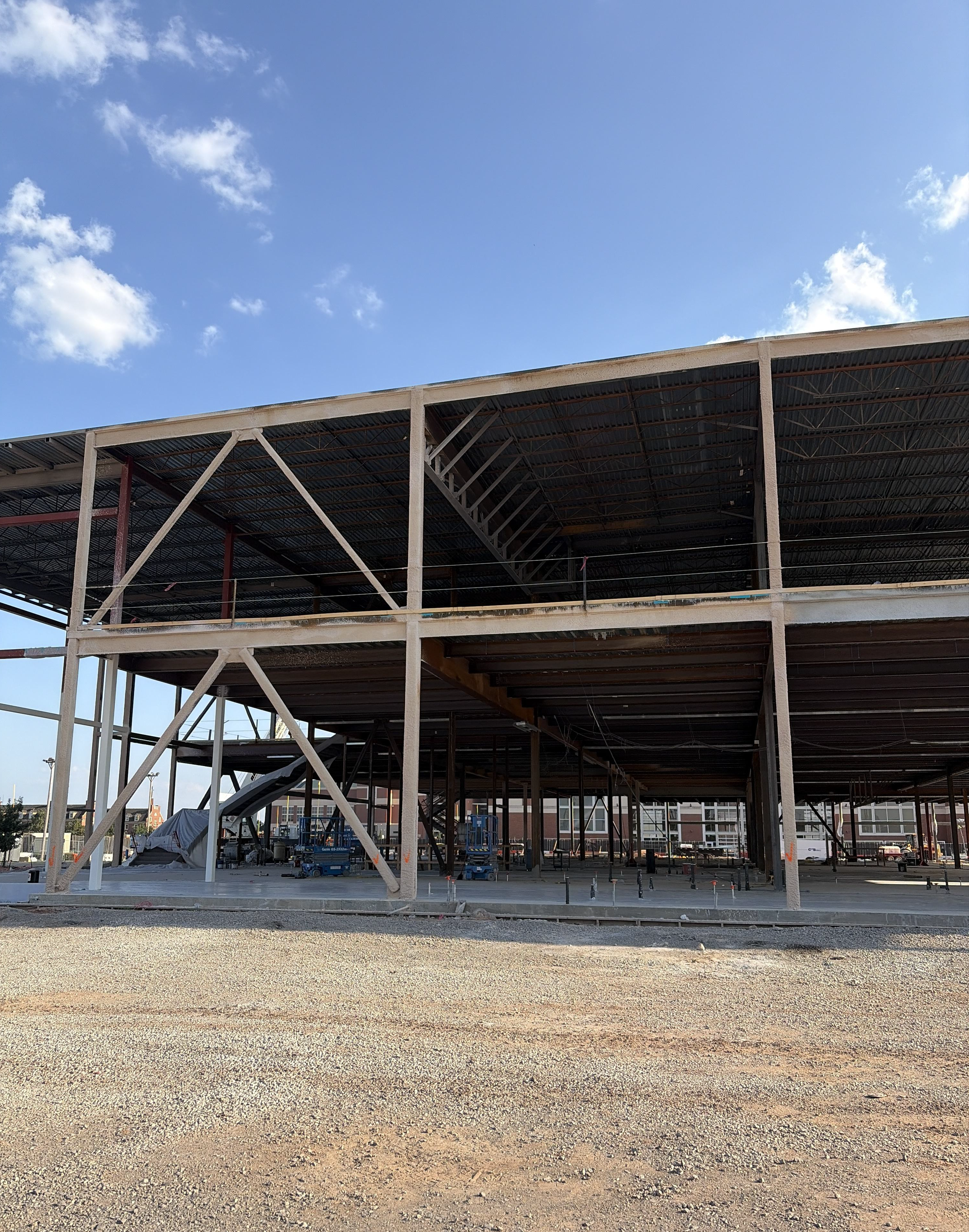 Exterior of the steal framed HPIC facility being constructed. 