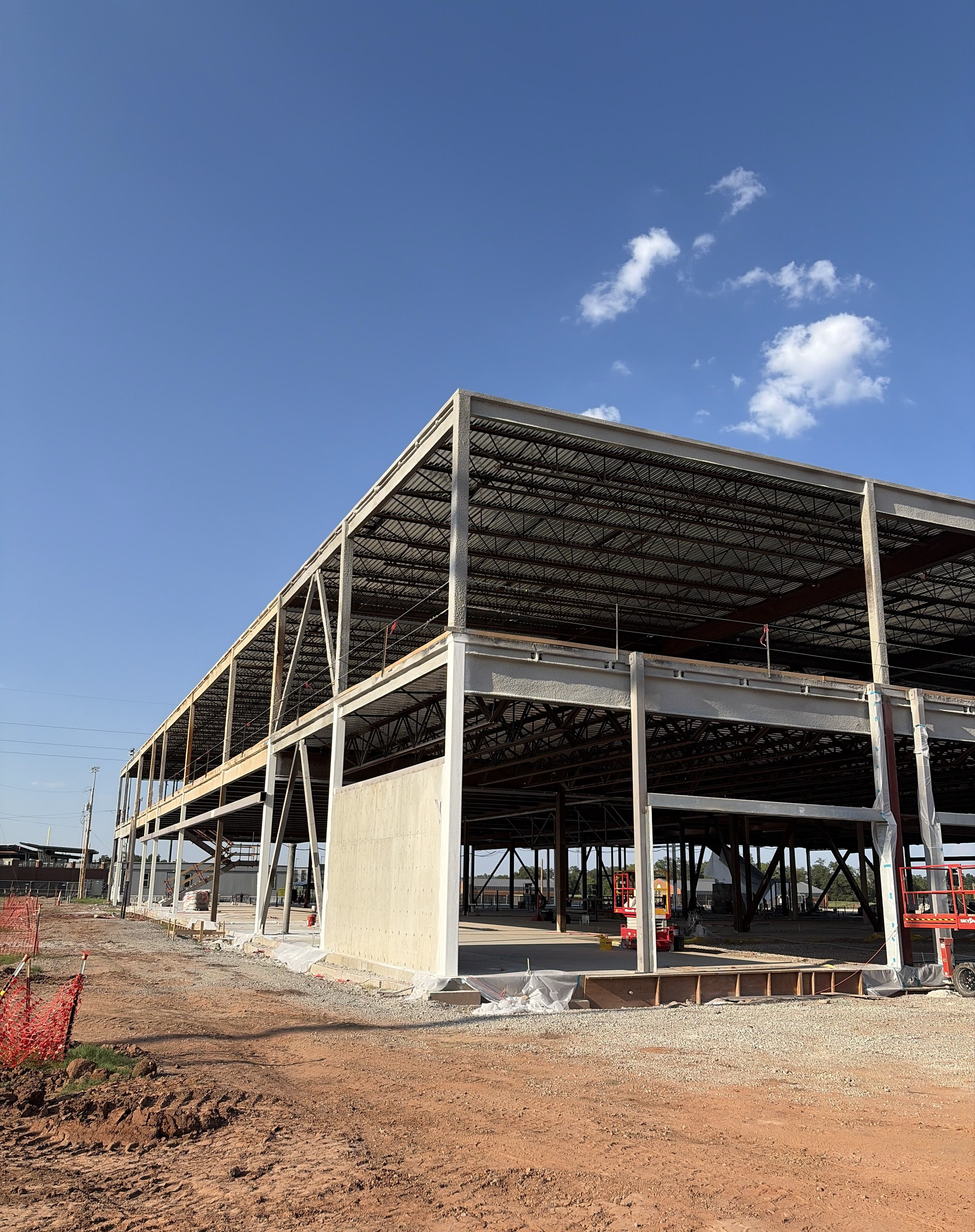 Exterior of the steal framed HPIC facility being constructed. 