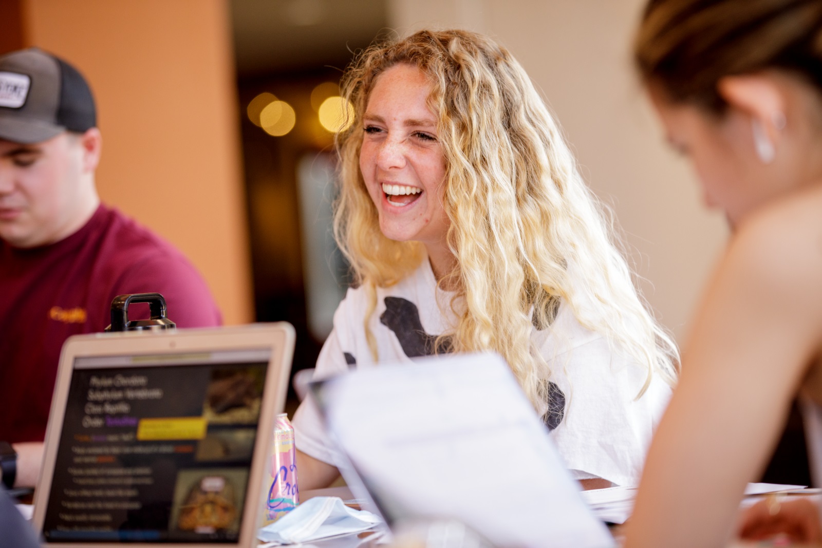 Students use their computers in Edmon Low Library,